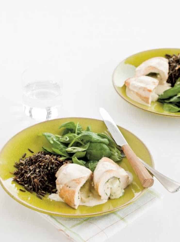 Brie-Stuffed Chicken Breasts With White Wine Sauce