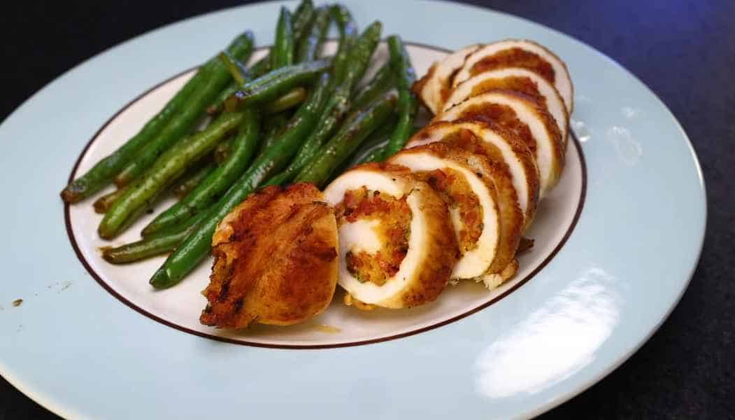 Rolled Chorizo Chicken With Green Beans