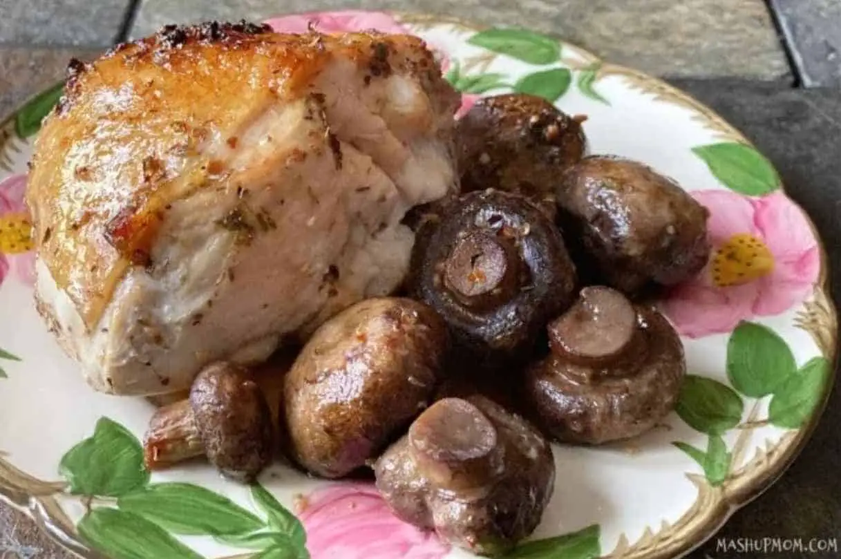 Garlic Soy Roasted Chicken With Mushrooms