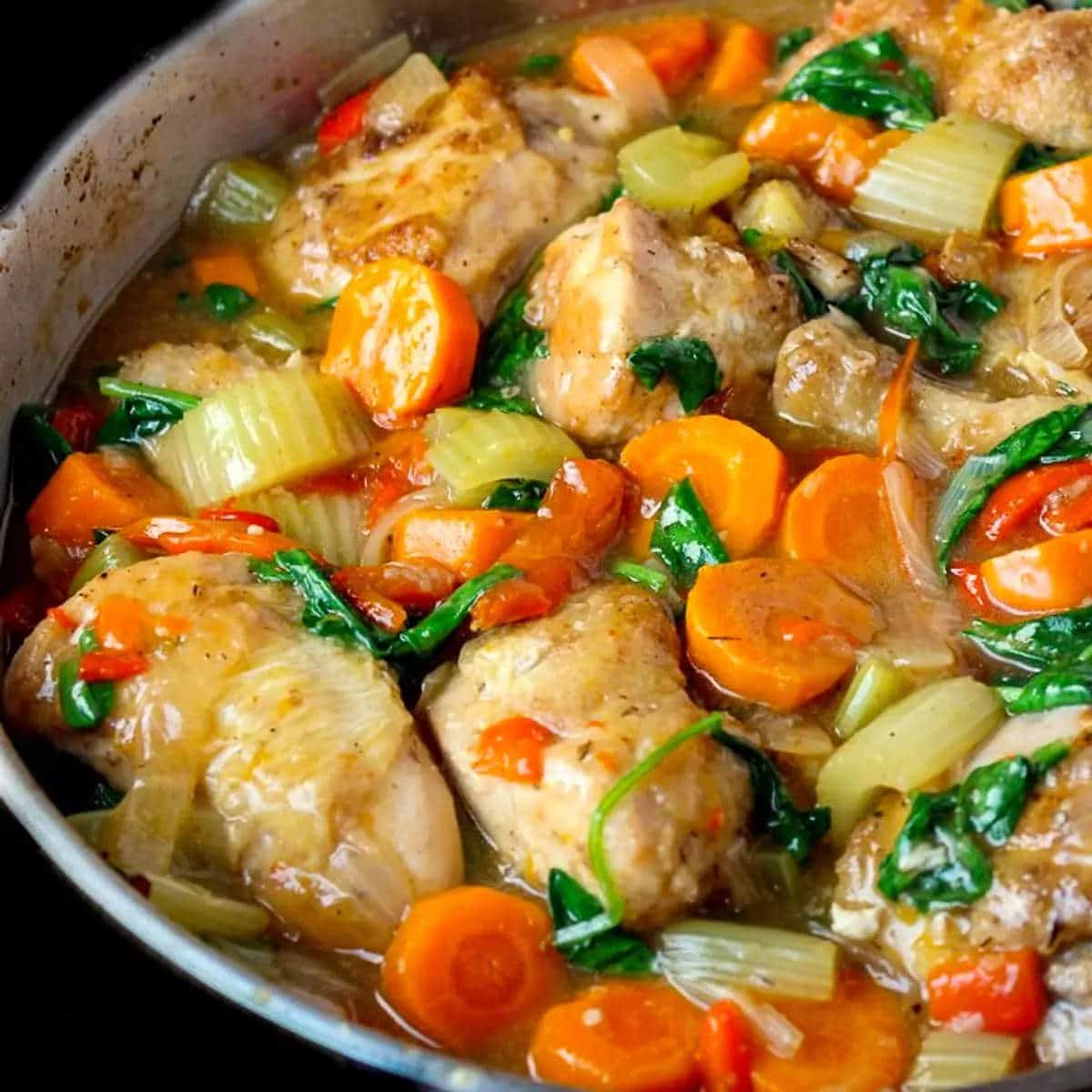 Skillet Smothered Chicken and Carrots